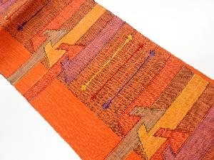 手織り真綿紬変わり横縞模様織出し名古屋帯